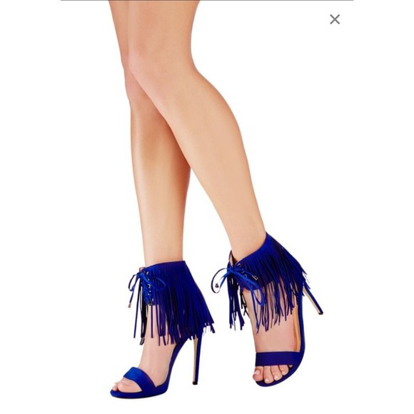JustFab Sosha Cobalt Blue Sandals Heels Size 6 1/2 - Picture 1 of 11